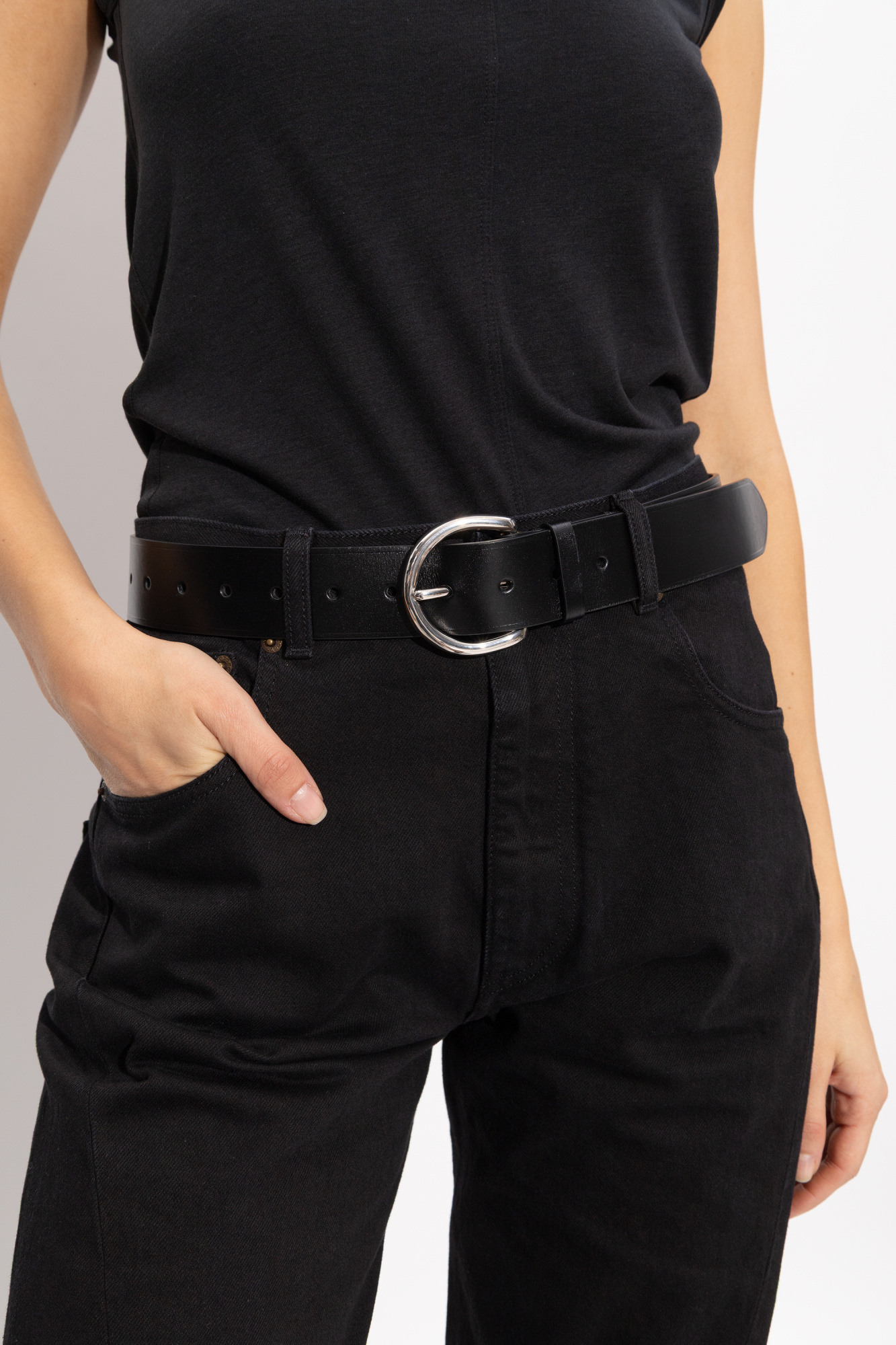 Black Leather belt 'Round' Phoebe Philo - Vitkac GB